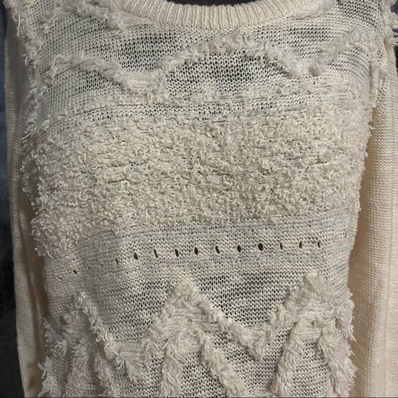 Anthropologie Moth 3D Boho Chic Neutral Cotton Wool Angora Blend Sweater - Picture 3 of 5